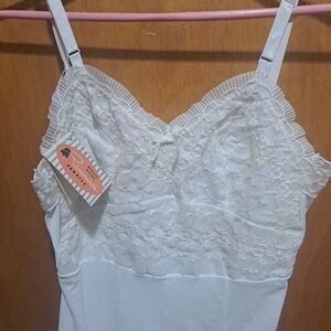 Vintage Gay Lure Full Slip Lined Lace Cups Nylon White  36-(MED) NEW W/TAGS